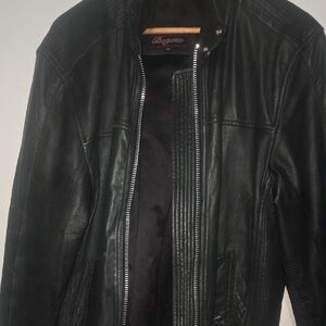 Bogato Black Leather Cafe Racer Jacket - Quilted Shoulders